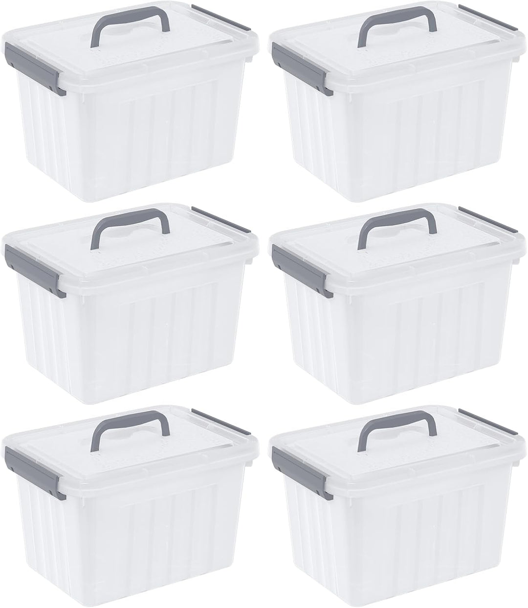 Parlynies 6er-Set Mini Aufbewahrungsbox aus Kunststoff mit Deckel, 3 Liter, Klar (3 L) UK, (3 L) UK