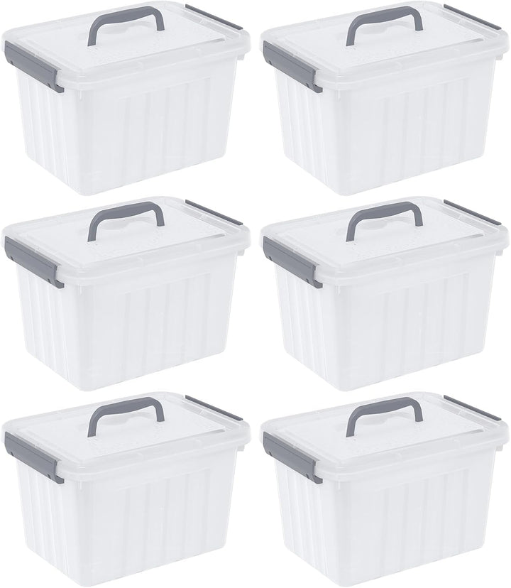 Parlynies 6er-Set Mini Aufbewahrungsbox aus Kunststoff mit Deckel, 3 Liter, Klar (3 L) UK, (3 L) UK