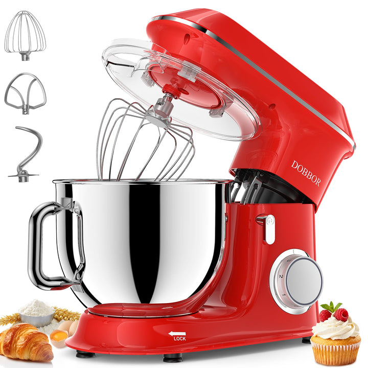 9.5L Küchenmaschine Knetmaschine 1500W, DOBBOR Rührmaschine mit Rührbesen, Knethaken, Schlagbesen, S