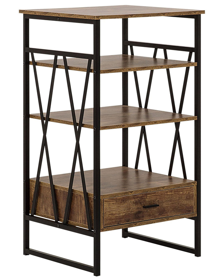 Beliani Regal braun Holzoptik 1 Schublade Faserplatte Keene