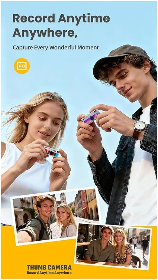 Mini-Daumenkamera-Rucksackanhänger, Digitalkamera, Fotos Aufnehmen und Hochladen, 1080p HD Perfekte