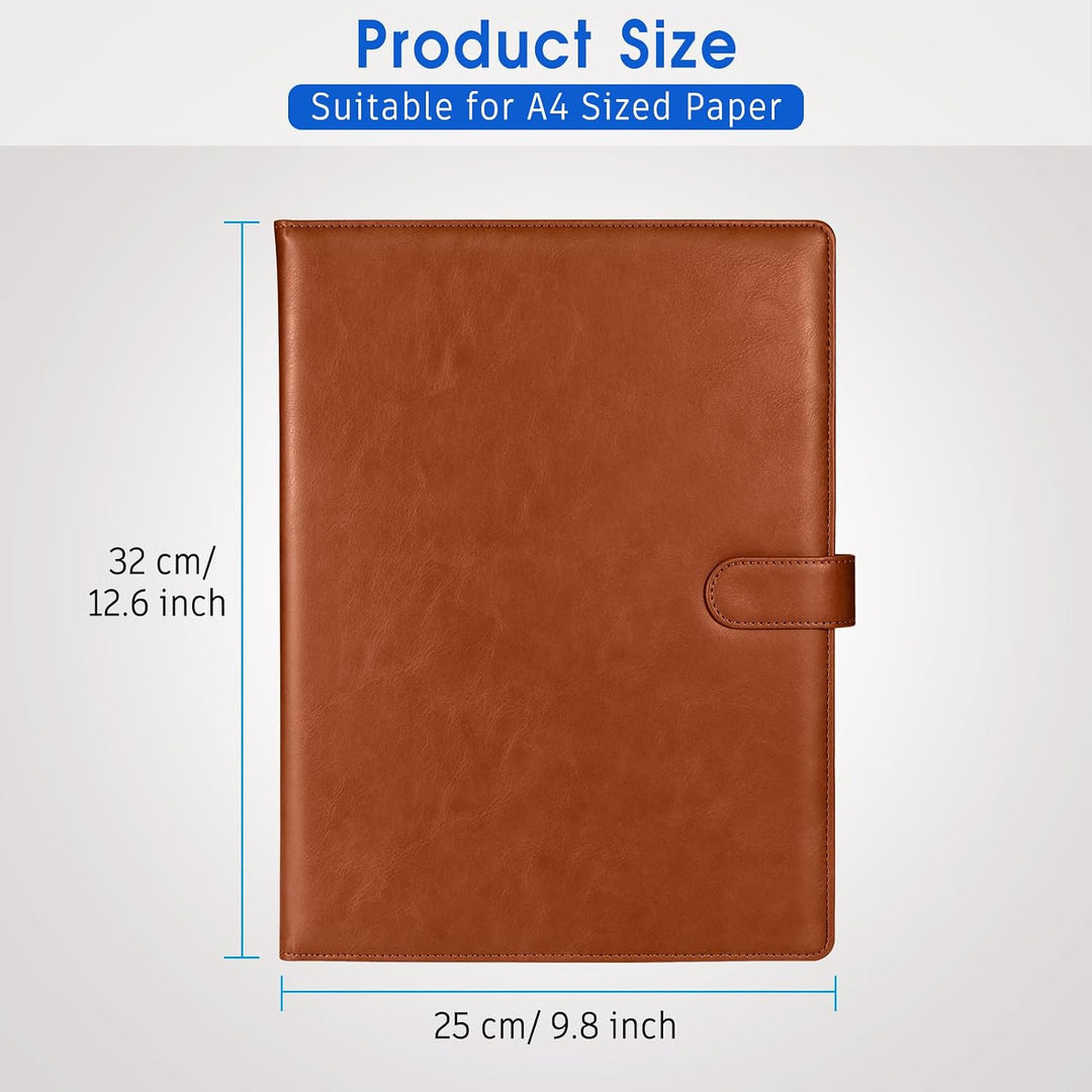 SITHON Klemmbrett A4 aus PU-Leder, Schreibmappe mit Dokumentenfächern Braun, Braun