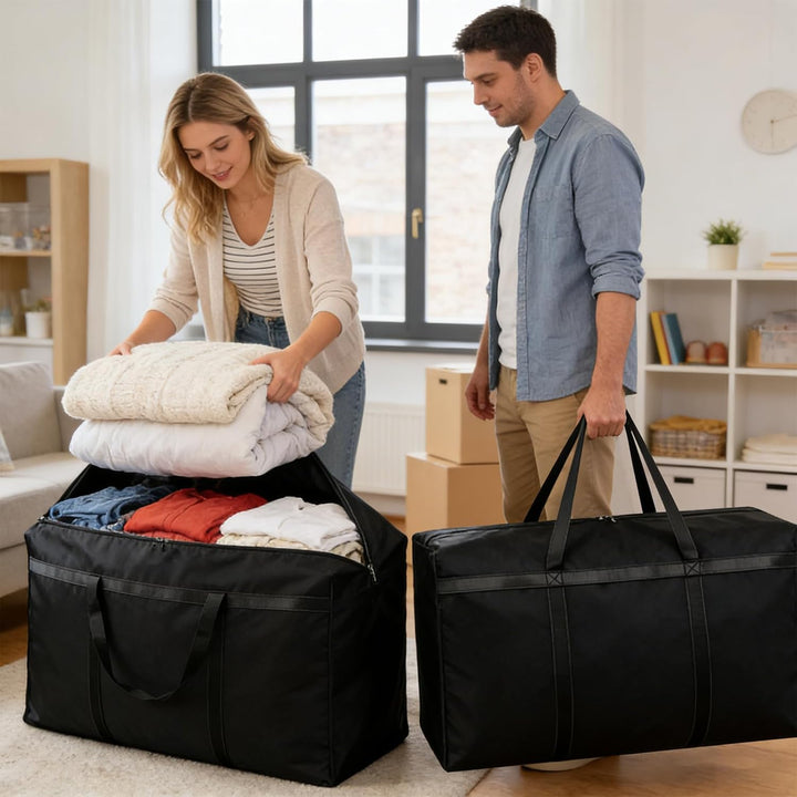 2 Stück Aufbewahrungstasche 210L Extra Grosse, 600D Oxford Starke Umzugstaschen, Transporttasche mit