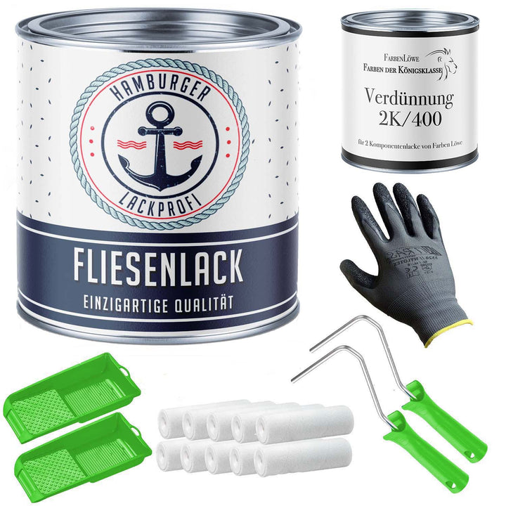 Hamburger Lack-Profi Fliesenlack GLÄNZEND Gelbgrau RAL 7034 Grau Fliesenfarbe für Bodenfliesen &amp; Wan