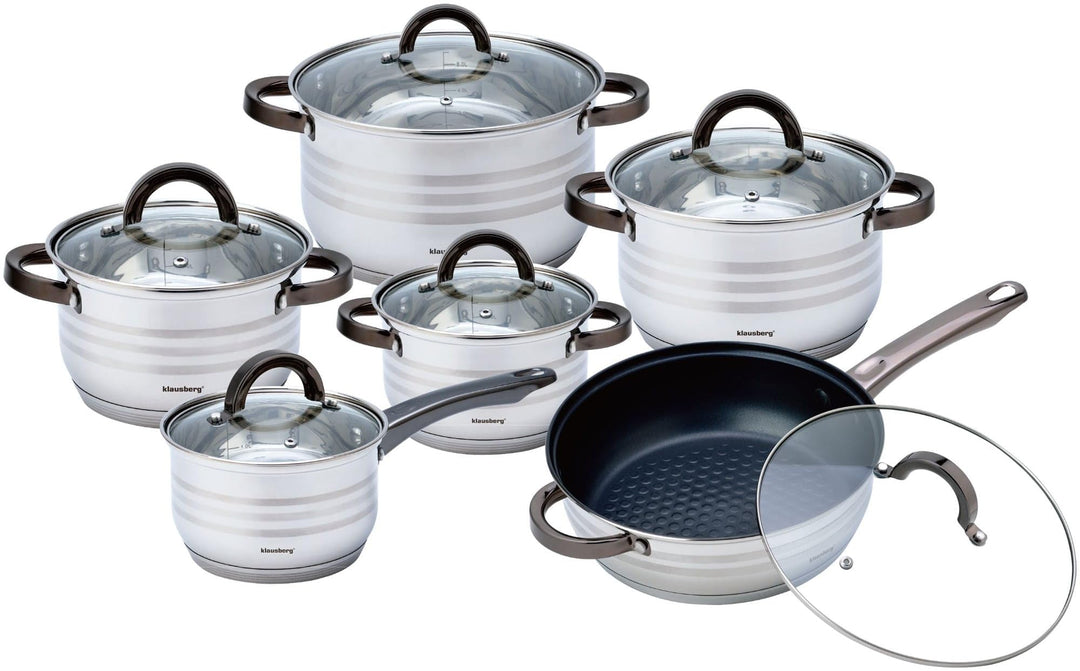 12-teilig Topfset mit Glasdeckel Topfe Induktion KLAUSBERG KB-7702