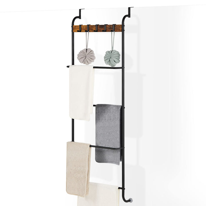 Tür-Handtuchhalter, Türhalter, Organizer, Badezimmer, Türregal für Handtücher (schwarz), Schwarz