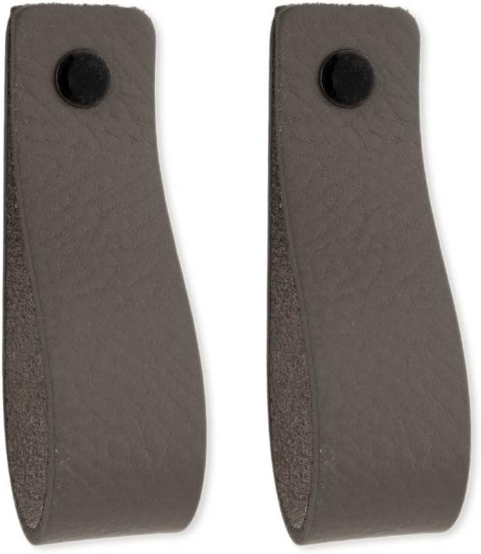Brute Strength - Ledergriffe für Möbel - Grau - 4 Stück - 20 x 2,5 cm - Schrankgriff, Türgriff für K