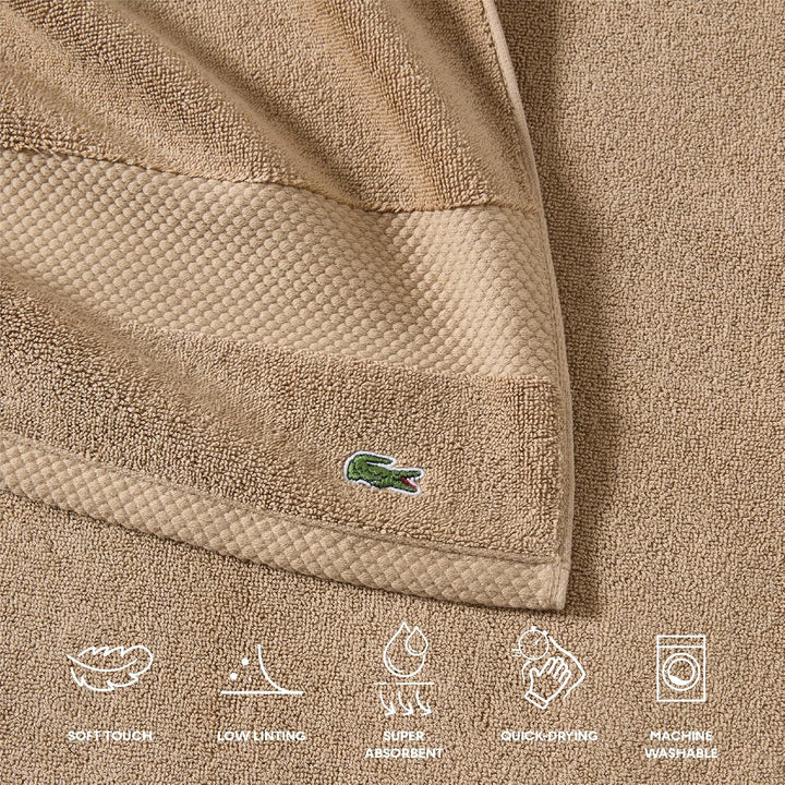Lacoste Heritage Supima Badetuch, Baumwolle, 88,9 x 177,8 cm, Sandfarben