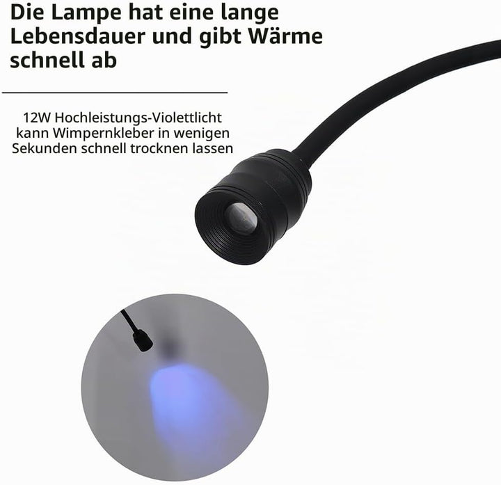 UV Wimpern Lampe, 10W LED-UV-Licht für Lichthärtenden Anwendungen, Schwanenhals Wimpernlicht, Goosen