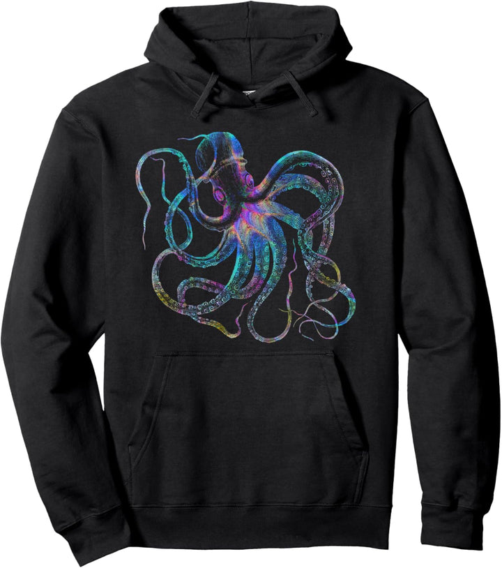 Psychedelic Octopus Gift - Trippy Surreal Kraken Sea Monster Pullover Hoodie