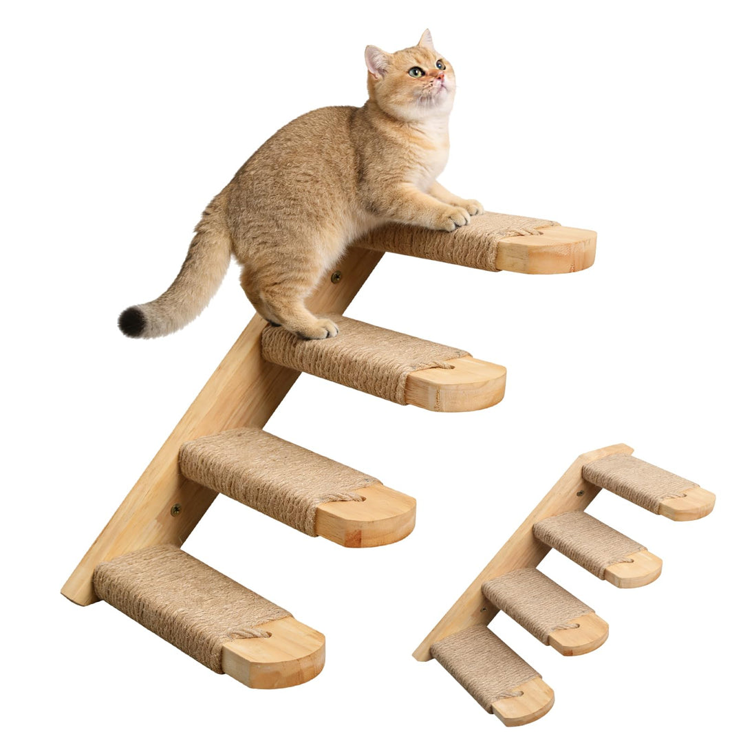 Katzentreppe Wand: 40×20 cm Katzentreppe für Katzen mit Juteseil &amp; Spielangel bis 15kg Traglast, Wan