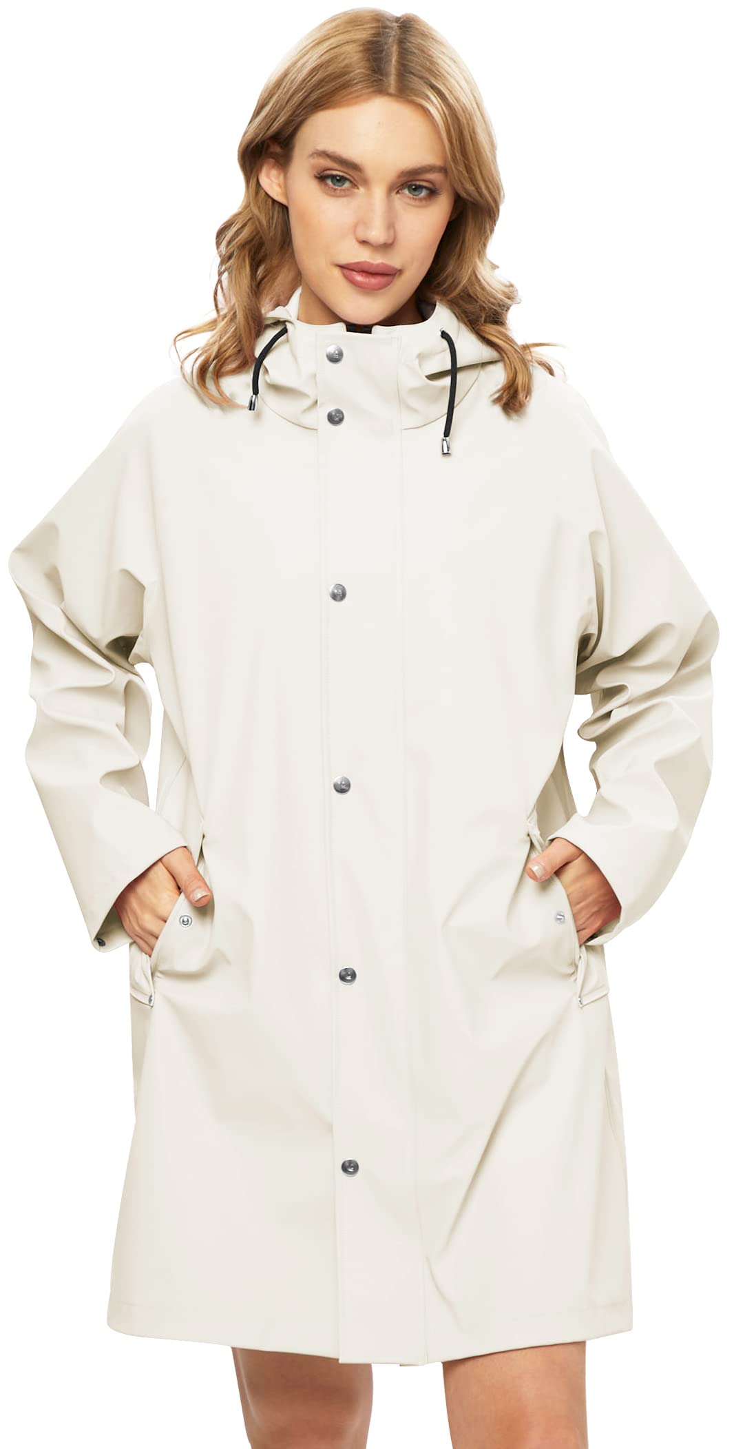 UNIQUEBELLA Regenjacke Damen Wasserdicht Regenmantel Mit Kapuze Winddicht Wetterfest Übergangsjacke