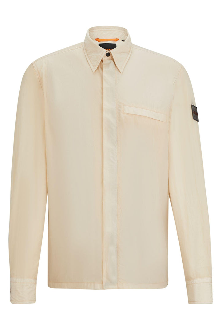 BOSS Herren Laio Oversized Overshirt mit verdecktem Reissverschluss L Open Beige290, L Open Beige290