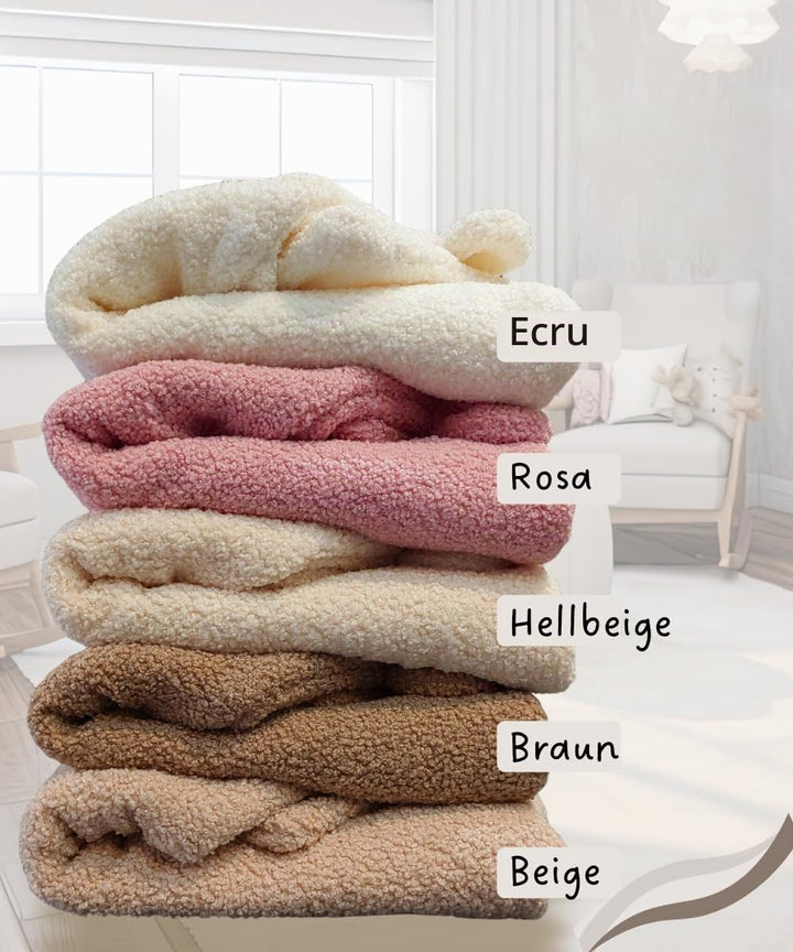 Einschlagdecke Babyschale 80x80cm | Für Neugeborene &amp; Babys bis max. 4 Monate | Kuschel-Bouclé Lammf