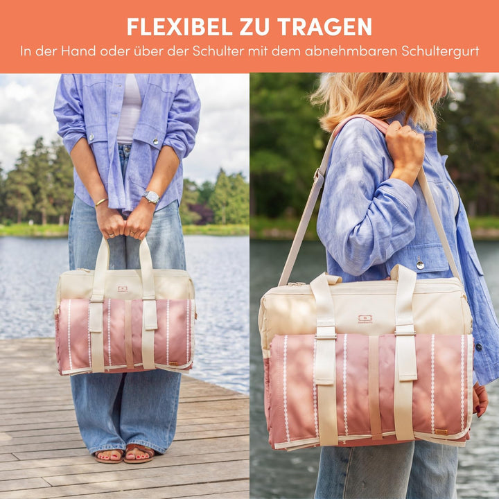 monbento – 25-Liter-Isoliertasche + wasserdichte Tischdecke – Ideal für Picknicks – Rosa