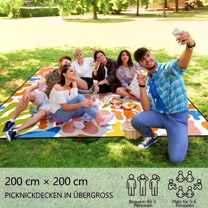 Picknickdecke wasserdicht sandfrei,200x200 cm Stranddecke waschbare Faltbare Strandmatte,extra gross