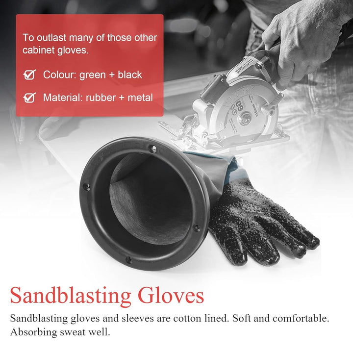 Sandstrahl Handschuhe mit O Ringen, 60cm Sandstrahlkabinett Handschuhe, Sandstrahlhandschuhe für Mod