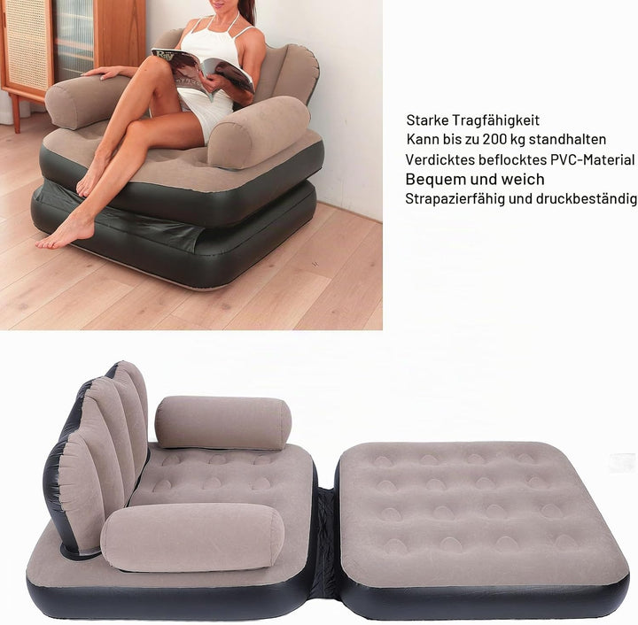 Jectse Aufblasbares Schlafsofa, Aufblasbare Couch-Matratze mit Verdicktem Beflocktem PVC, Tragbare F