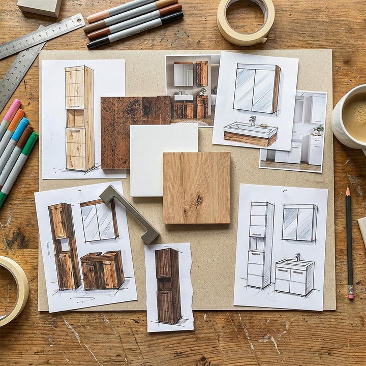 Vicco Badschrank Luna, Eiche, 37 x 77 cm Eiche Hängeschrank, Eiche Hängeschrank