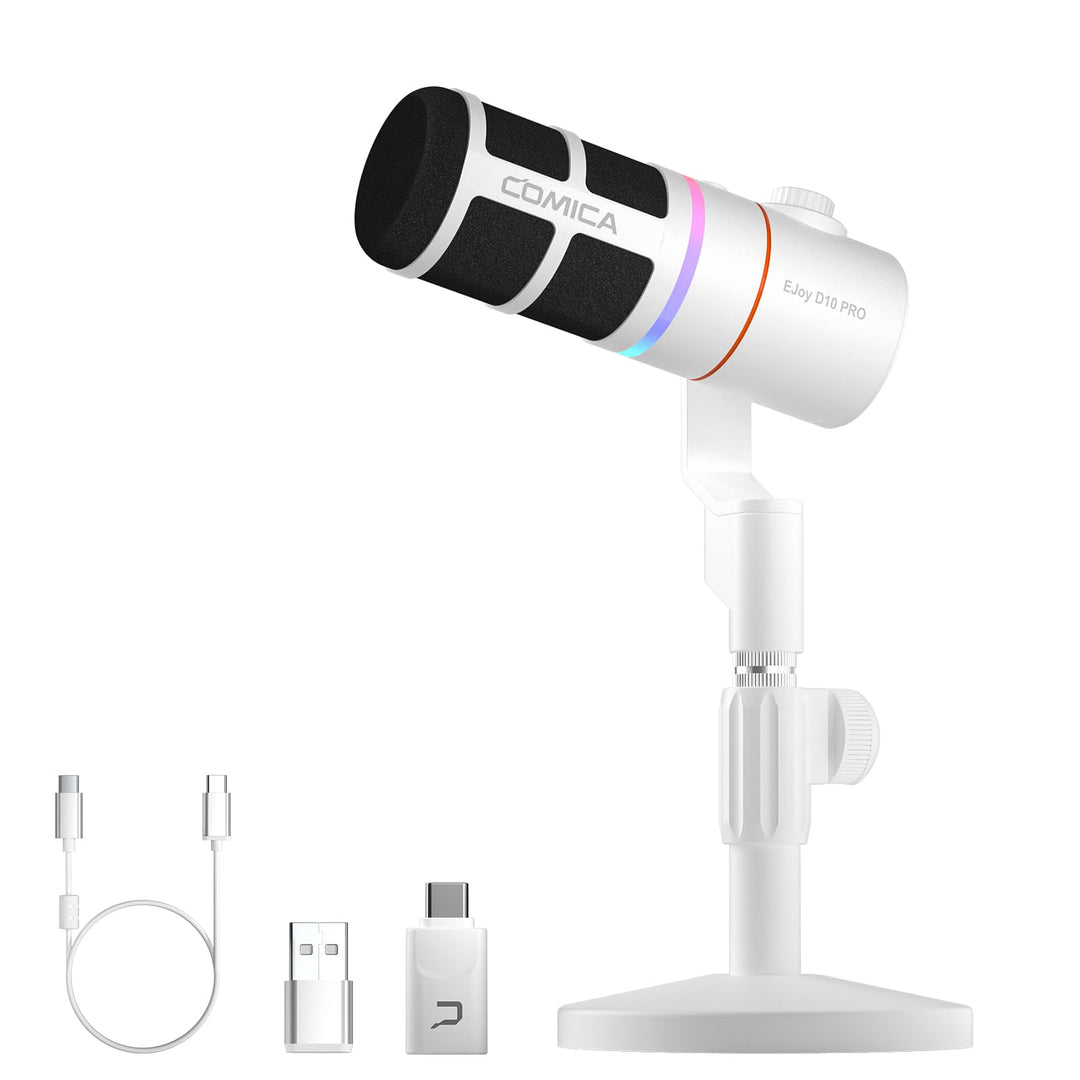 COMICA EJoy D10 Pro Mikrofon Cardioid Dynamisches USB-C/XLR Mikrofon mit 48kHz/24bit, RGB-Beleuchtun