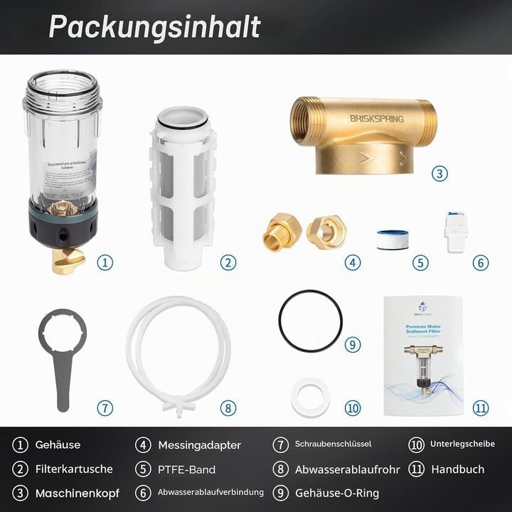 Wasser Vorfilter Sedimentfilter mit Schaber, Spin Down Sedimentfilter für Brunnenwasser, 300 Mikron,