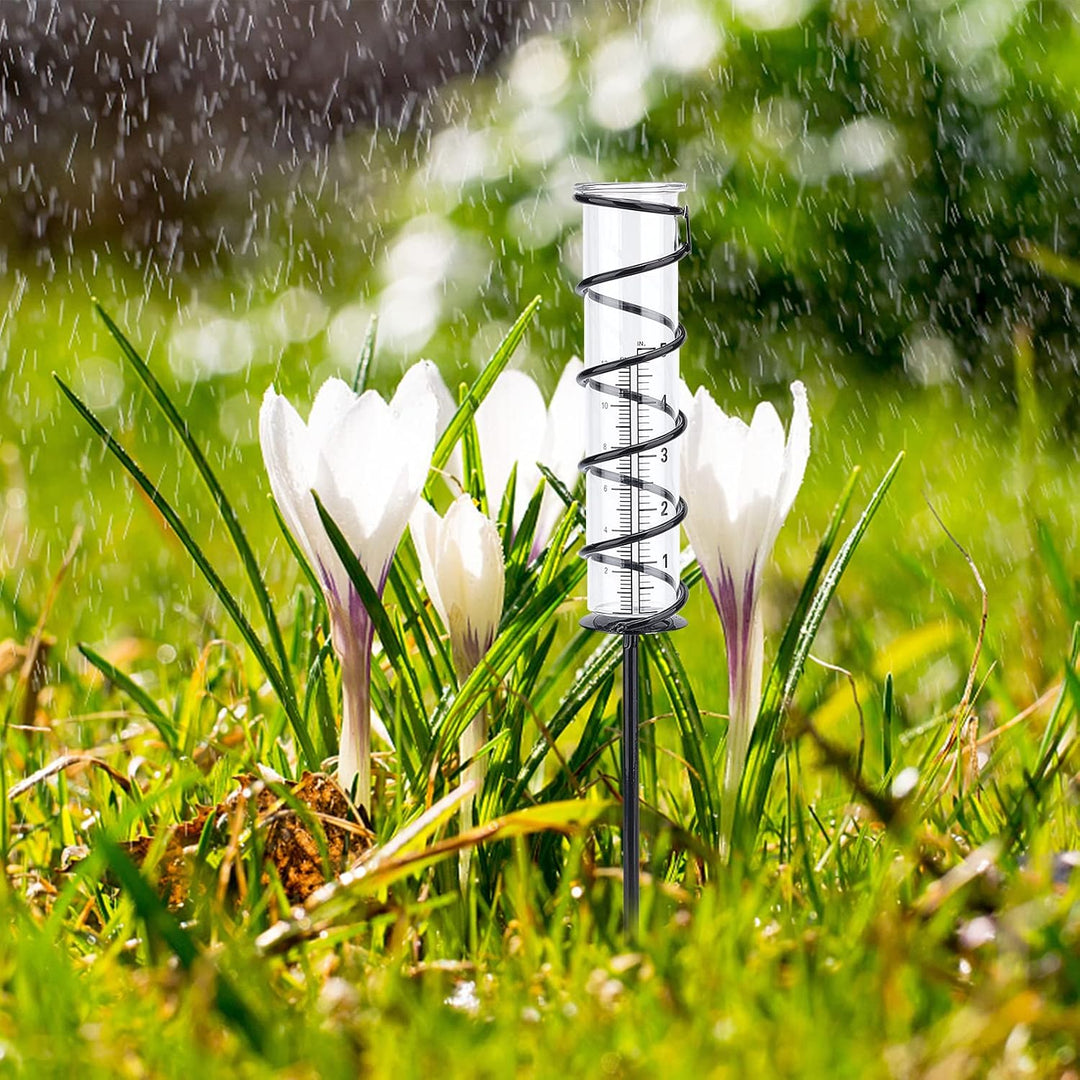 SUPERDANT Regenmesser 12cm Glasspirale Regenmesser Metallrahmen Regenmesser Glasmessbecher Mit Eisen