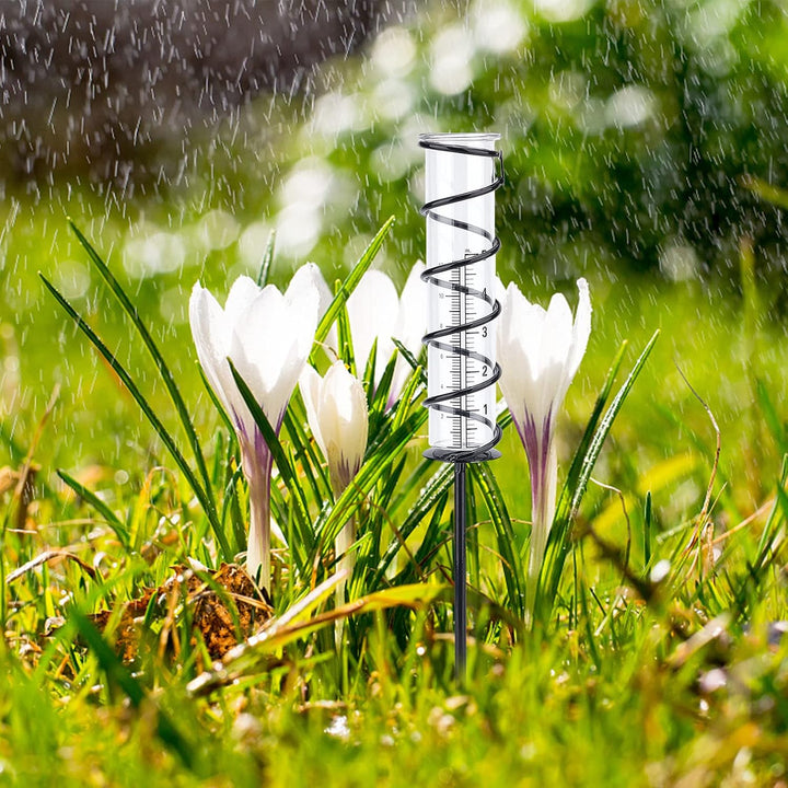 SUPERDANT Regenmesser 12cm Glasspirale Regenmesser Metallrahmen Regenmesser Glasmessbecher Mit Eisen