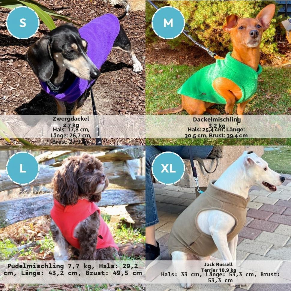 Gooby Fleece-Weste für kleine Hunde, Fleecejacke mit Ring für die Leine, Blau, Grösse M Medium chest