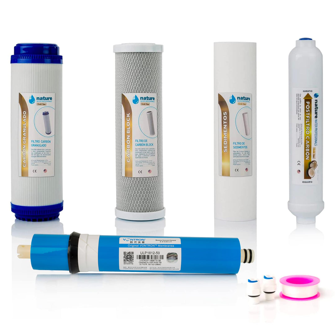 NATURE WATER PROFESSIONALS - Set mit 4 Universalfiltern für Umkehrosmose — inklusive Vontron-Membran