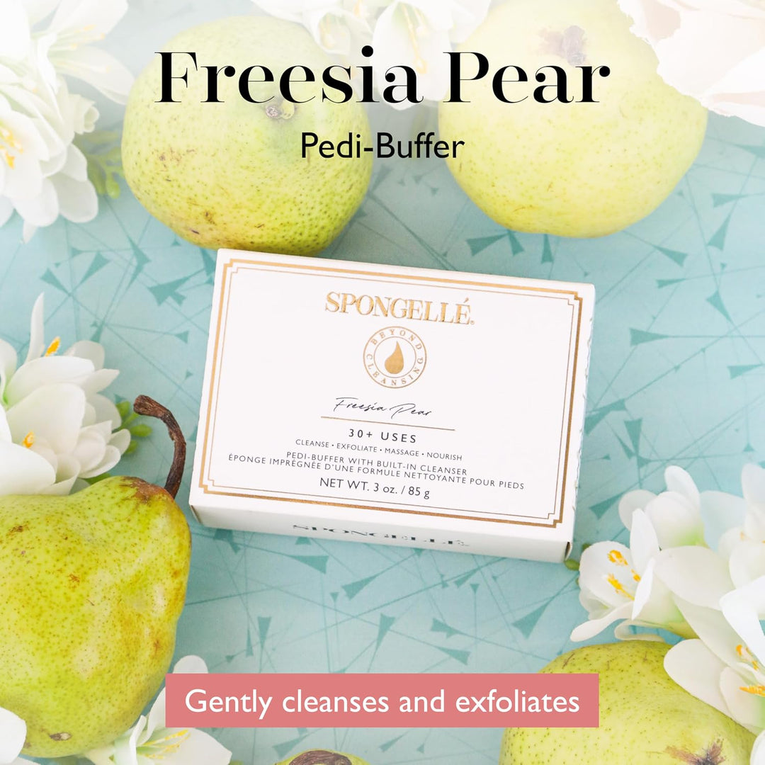 Spongellé Pedi-Puffer – Reinigen, Peeling &amp; Polieren der Füsse – Freesie Birne, Freesie Birne
