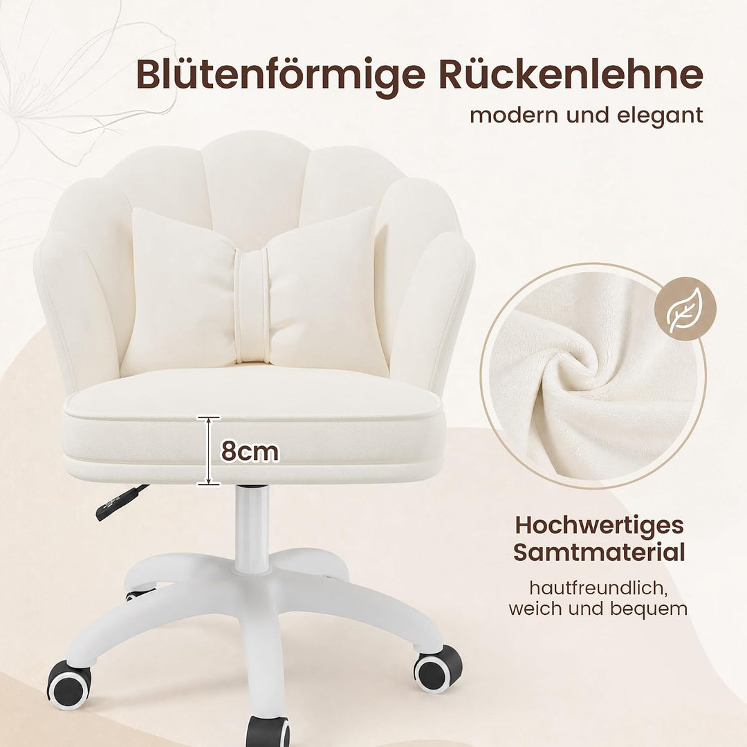 Hawthyhome Schminktisch Stuhl mit Samtbezug &amp; Kopfkissen, Beige Abgerundet Beige, Abgerundet Beige