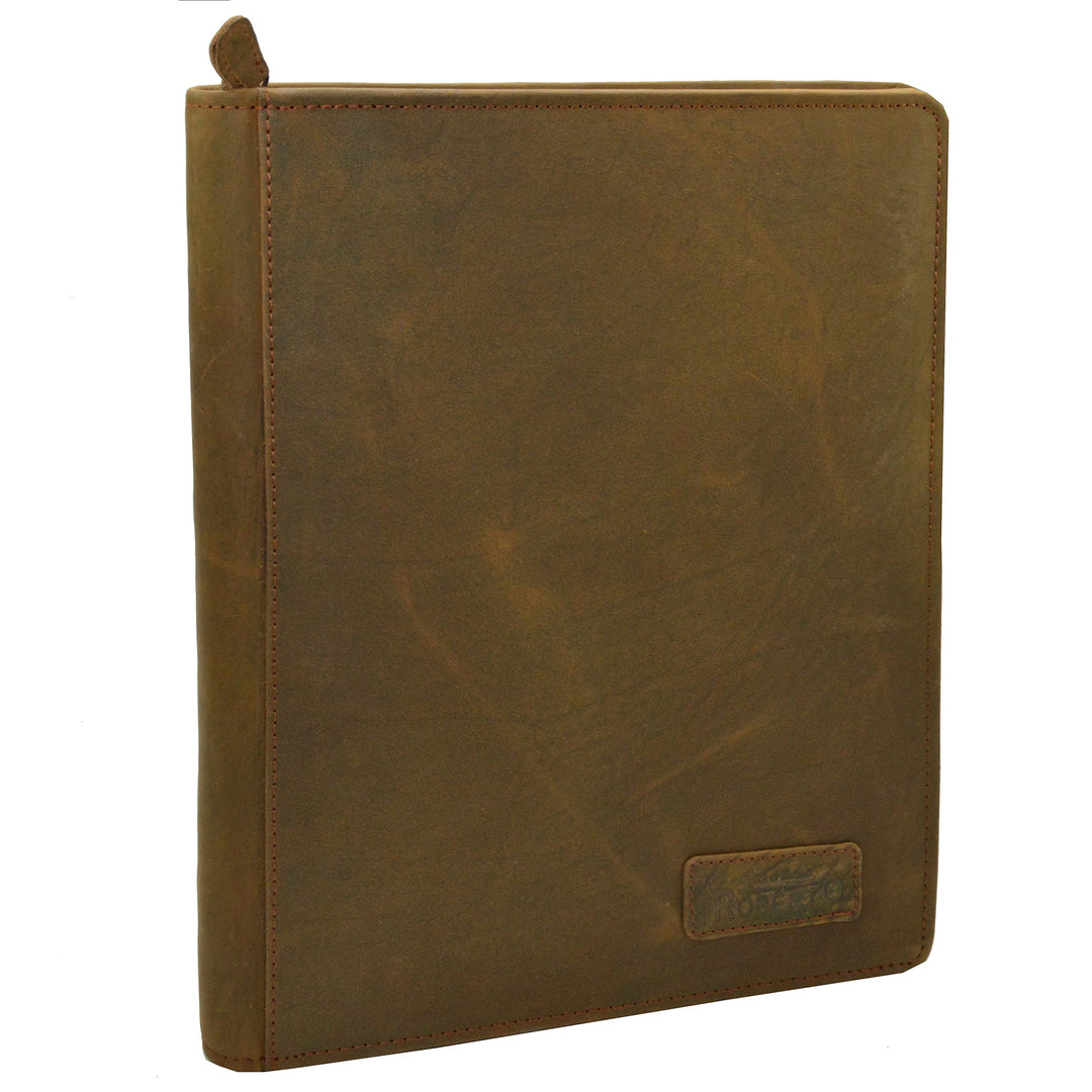 flevado Leder Schreibmappe Organizer Arbeitstasche Studium Konferenz Tasche braun