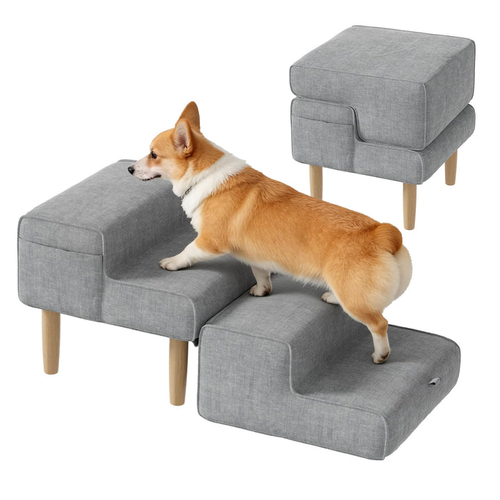 Hundetreppe,2-in-1 Haustiertreppe Klappbar Treppe Hund, Hundetreppe für Kleine &amp; Grosse Hunde, Trepp