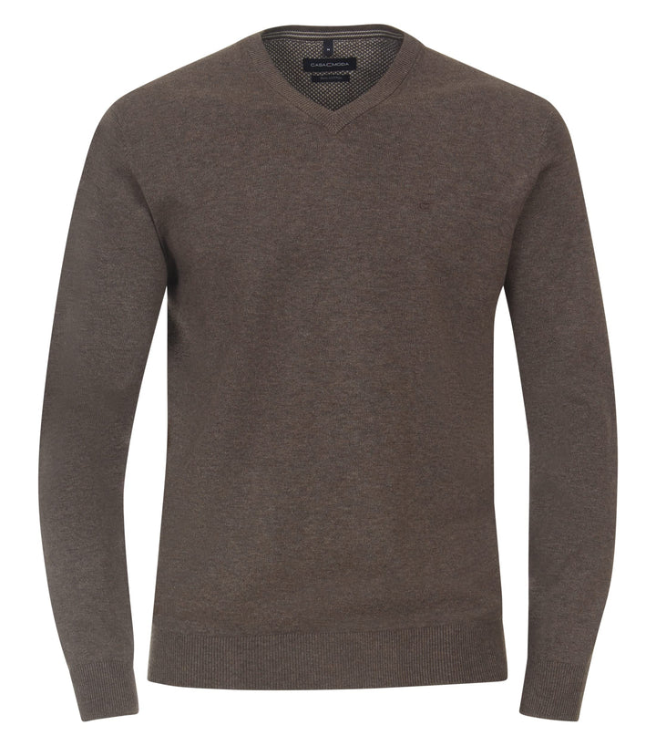 CASAMODA Pullover Langarm V-Ausschnitt Strick Dunkelbraun Grösse L Dunkelbraun, L Dunkelbraun