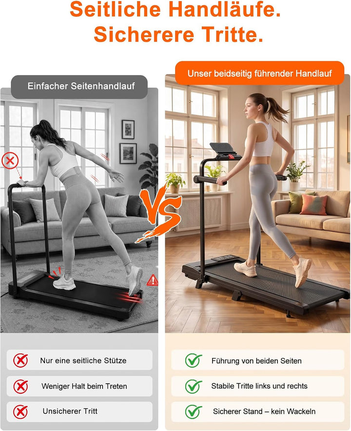 Superun Walking Pad mit Steigung 6% – Laufband für Zuhause max 6km/h &amp; 12km/h mit App und Fernbedien