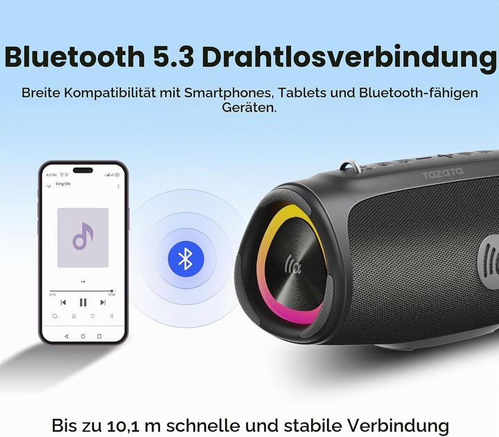 TAZATA Portable Loud Bluetooth Speaker, 90W (Peak) Large Subwoofer Speakers Wireless Bluetooth 5.3 w