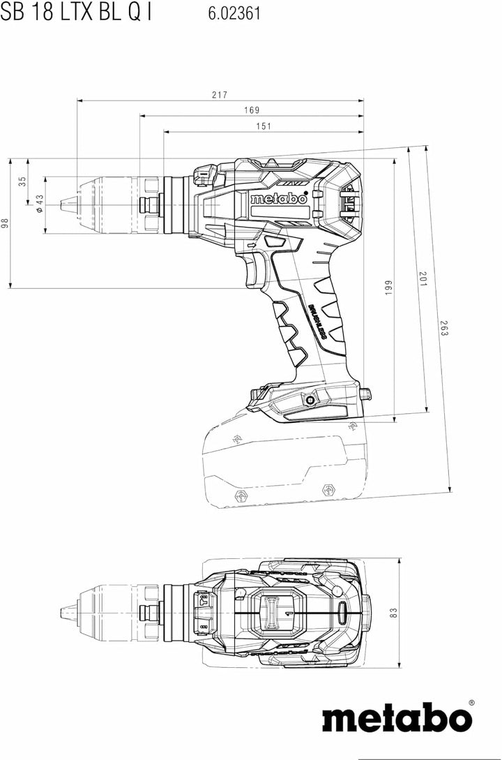 metabo Akku-Schlagbohrschrauber SB 18 LTX BL Q I - 18 V bürstenlos, 130 Nm Drehmoment, 68 mm Holz, 1