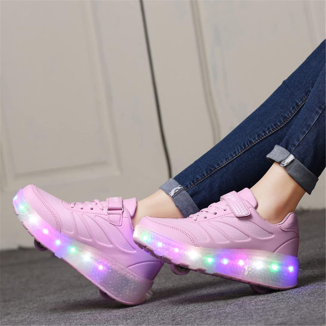 Kinderroller mit LED Licht | Automatisch Einziehbar &amp; Abnehmbare Vorderreifen | Outdoor-Spiel-Schuhe