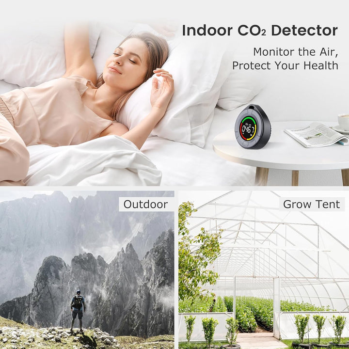 INKBIRDPLUS Tragbarer CO2 Melder, Mini CO2 Messgerät, CO2 Sensor mit Vollfarb LCD, Kontrollleuchte,