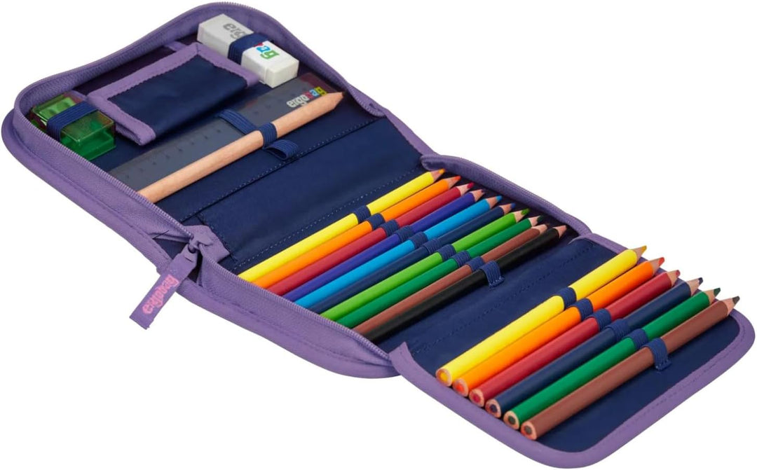 ergobag Federmäppchen Set 22-teilig, Lyra Buntstifte, Stundenplan-Fach, Kleingeld Fach, Lineal Ponyb