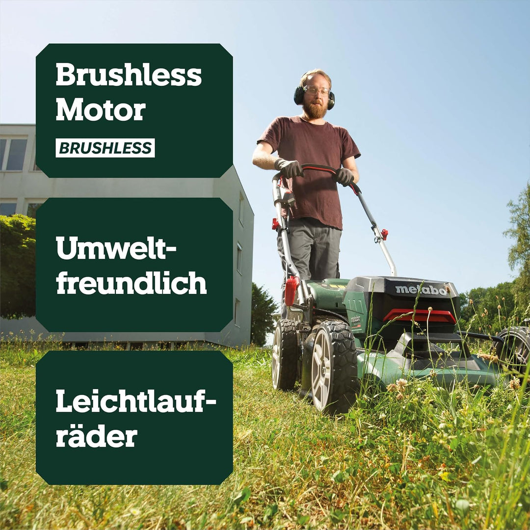 Metabo Akku-Rasenmäher mit Mulchfunktion RM 36-18 LTX BL 46 (601606650) für grosse Flächen im Garten