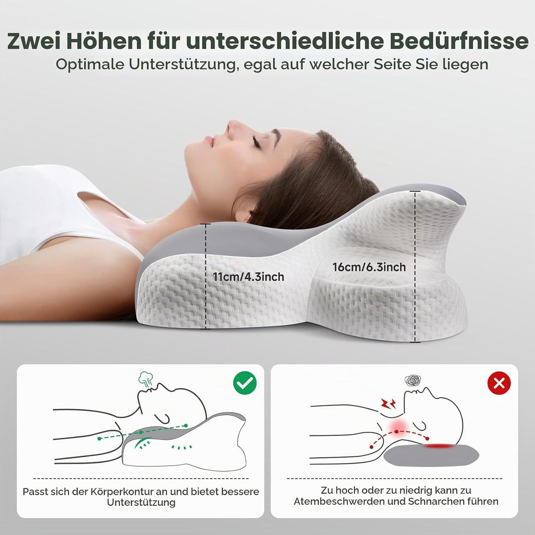 A-Pce Nackenstützkissen für Seiten-, Bauch- und Rückenschläfer,Grau Grau 63*39*16cm 1, Grau 63*39*16