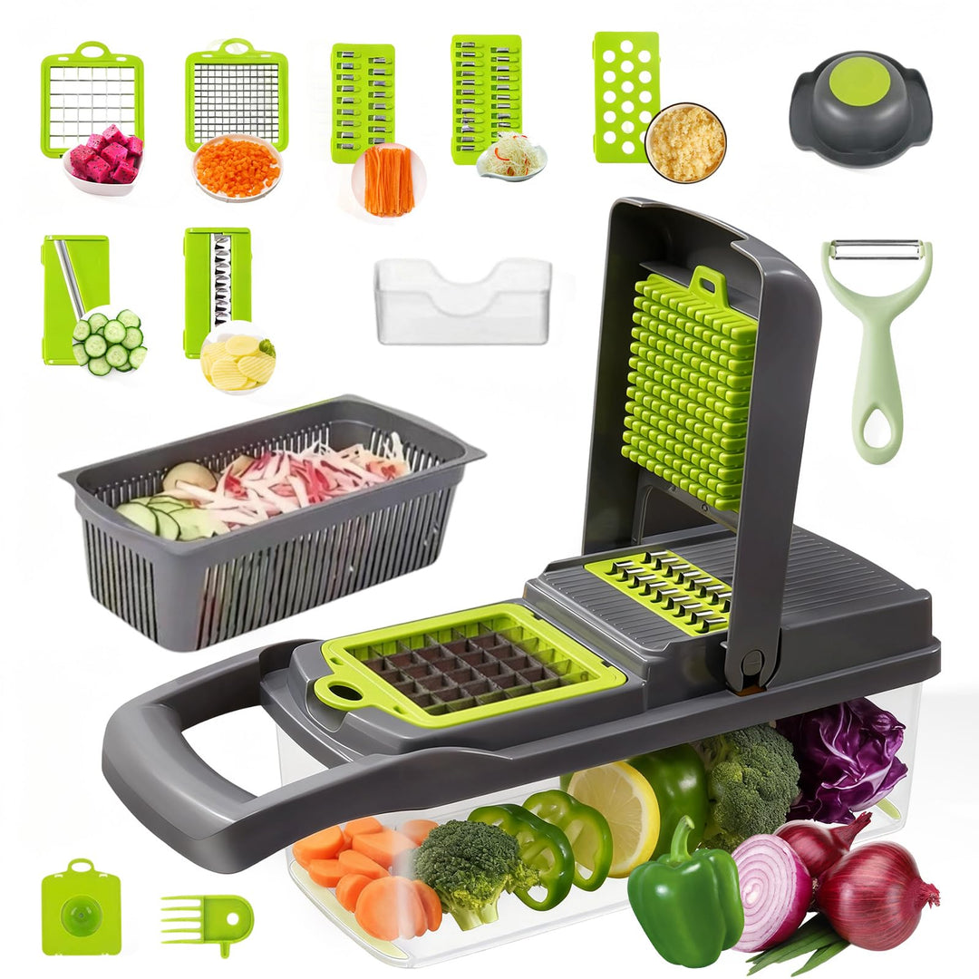 16-in-1 Gemüseschneider, Mandoline Gemüsehobel gemüseschneider Gemüseschneider für Würfel, Stifte, S