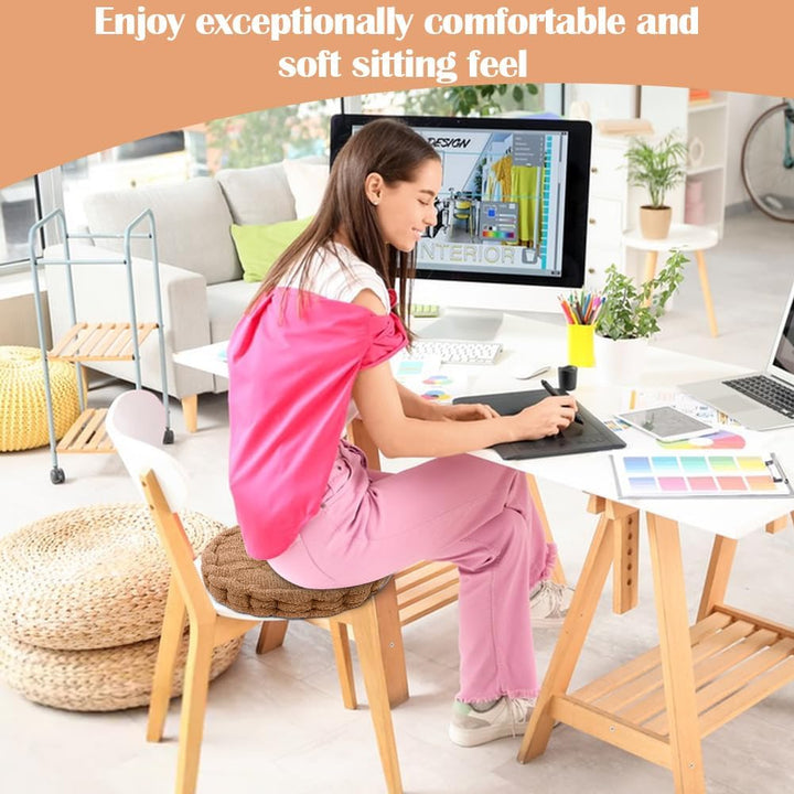 2er Set Stuhlkissen Rund, Sitzkissen 40 x 40 cm, Dicke Bodenkissen Sitzpolster Indoor/Outdoor, Kisse