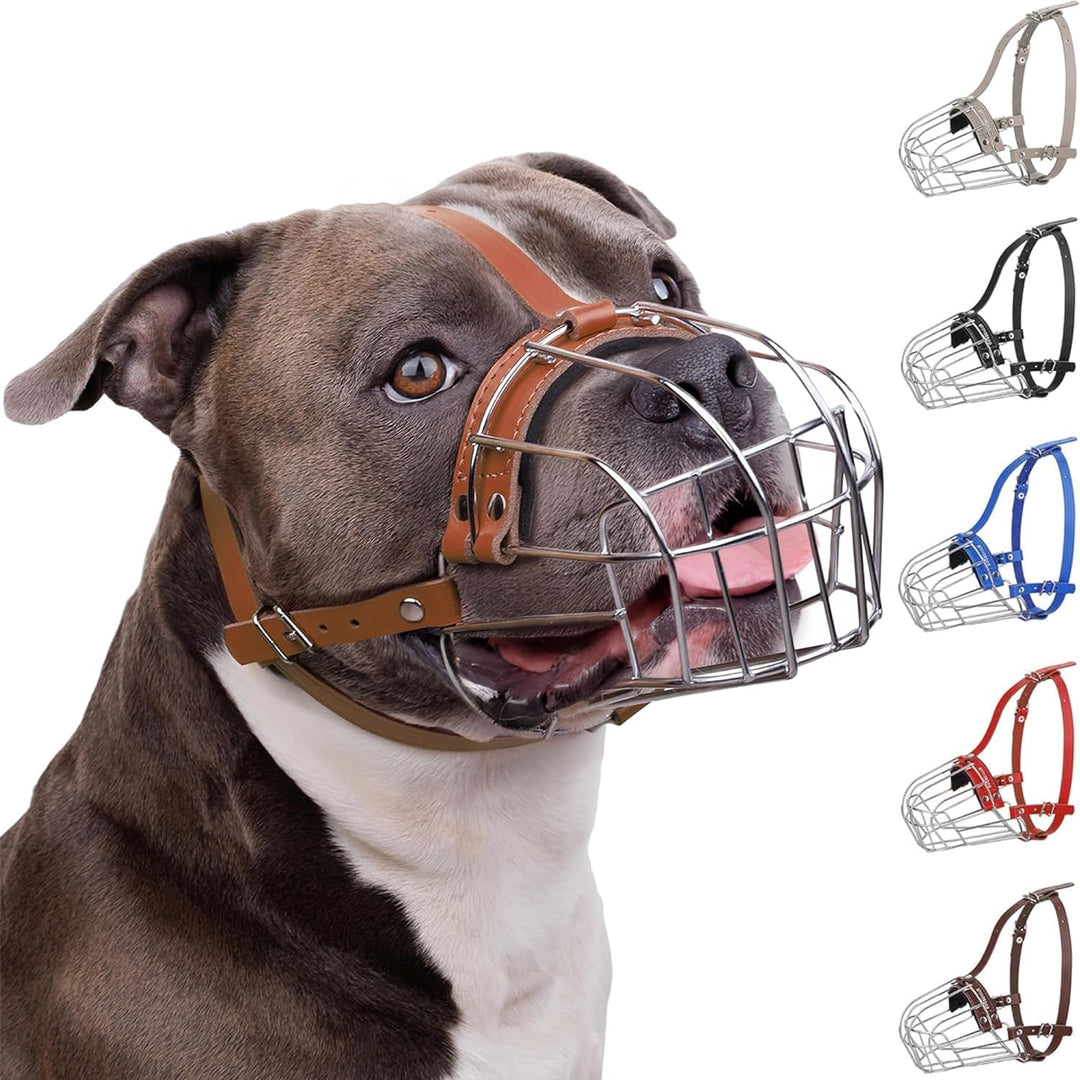 BRONZEDOG Pitbull Maulkorb für Hunde, atmungsaktiv, Metallkorb für grosse Hunde, Amstaff Staffordshi