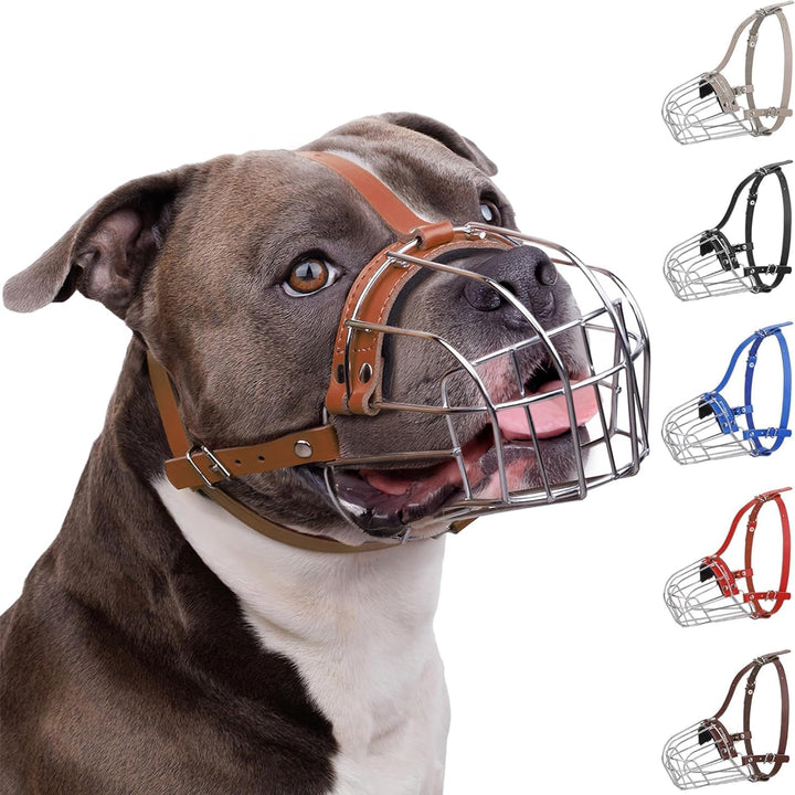 BRONZEDOG Pitbull Maulkorb für Hunde, atmungsaktiv, Metallkorb für grosse Hunde, Amstaff Staffordshi