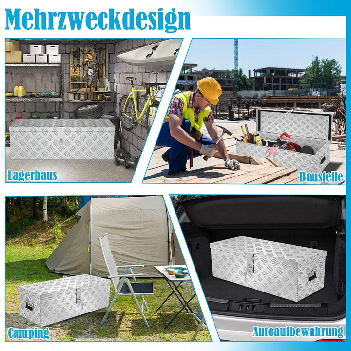 38L Alubox Aluminium Werkzeugkiste Transportbox, stossfest &amp; wasserdicht mit Verriegelungssystem, Si