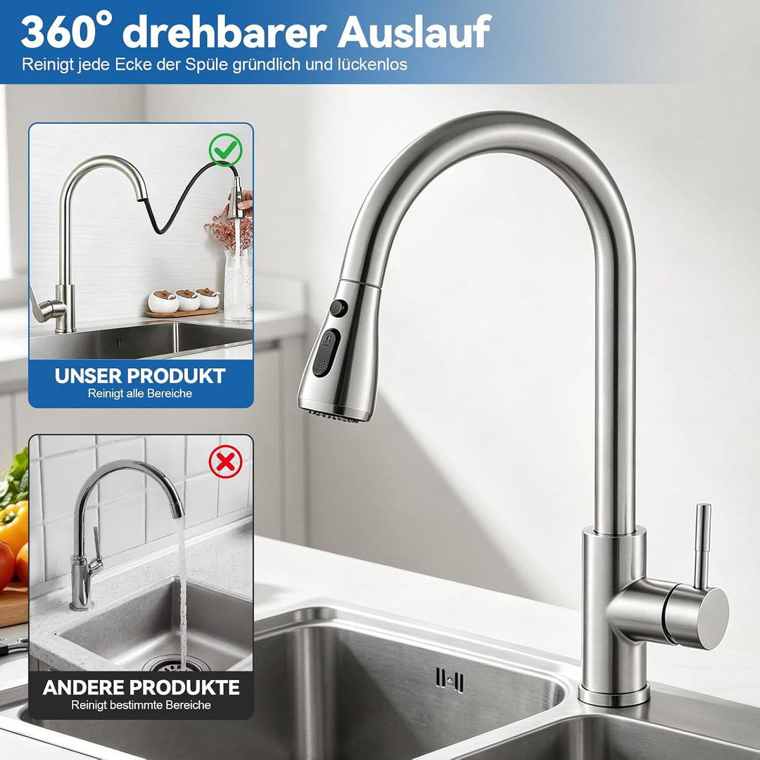 Wasserhahn Küche Ausziehbar, Küchen Wasserhahn mit Ausziehbare Düse
