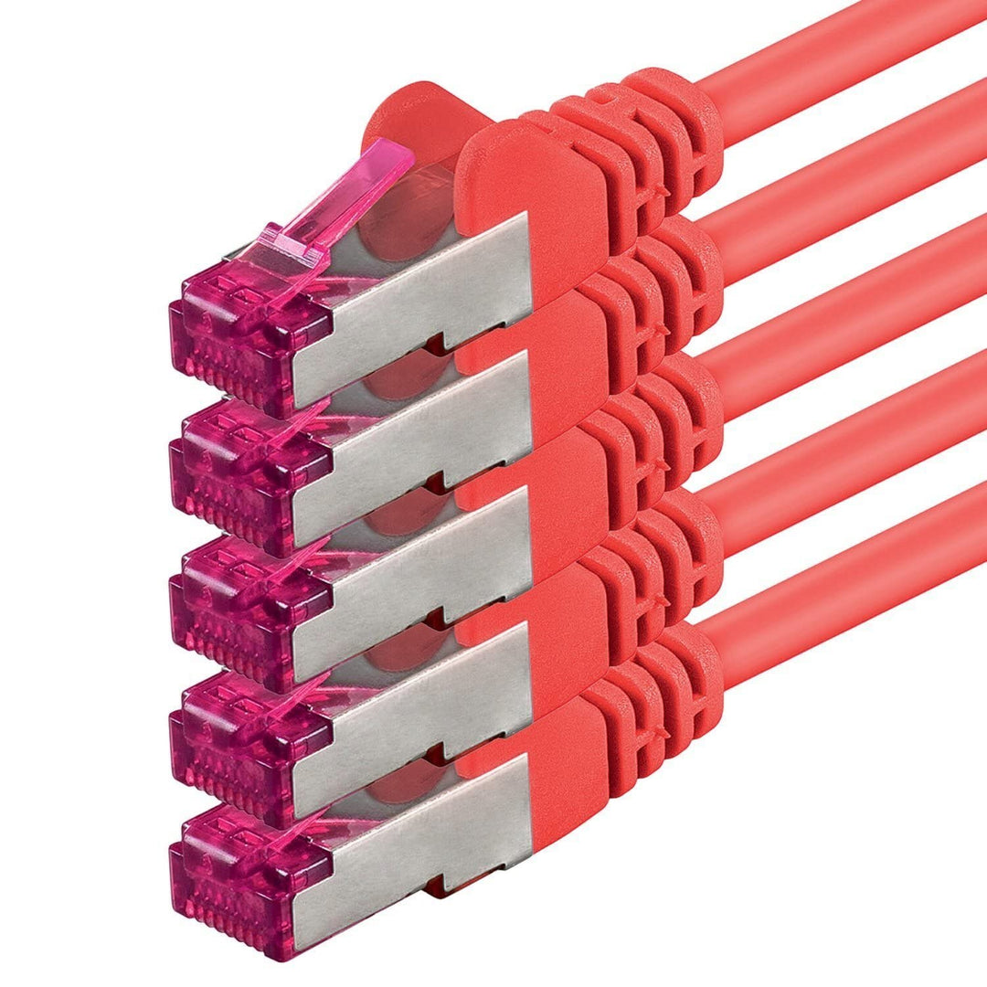 1aTTack.de 5m - rot - 5 Stück - Netzwerkkabel CAT6a (10Gb/s) S-FTP CAT 6a Lankabel - GHMT zertifizie