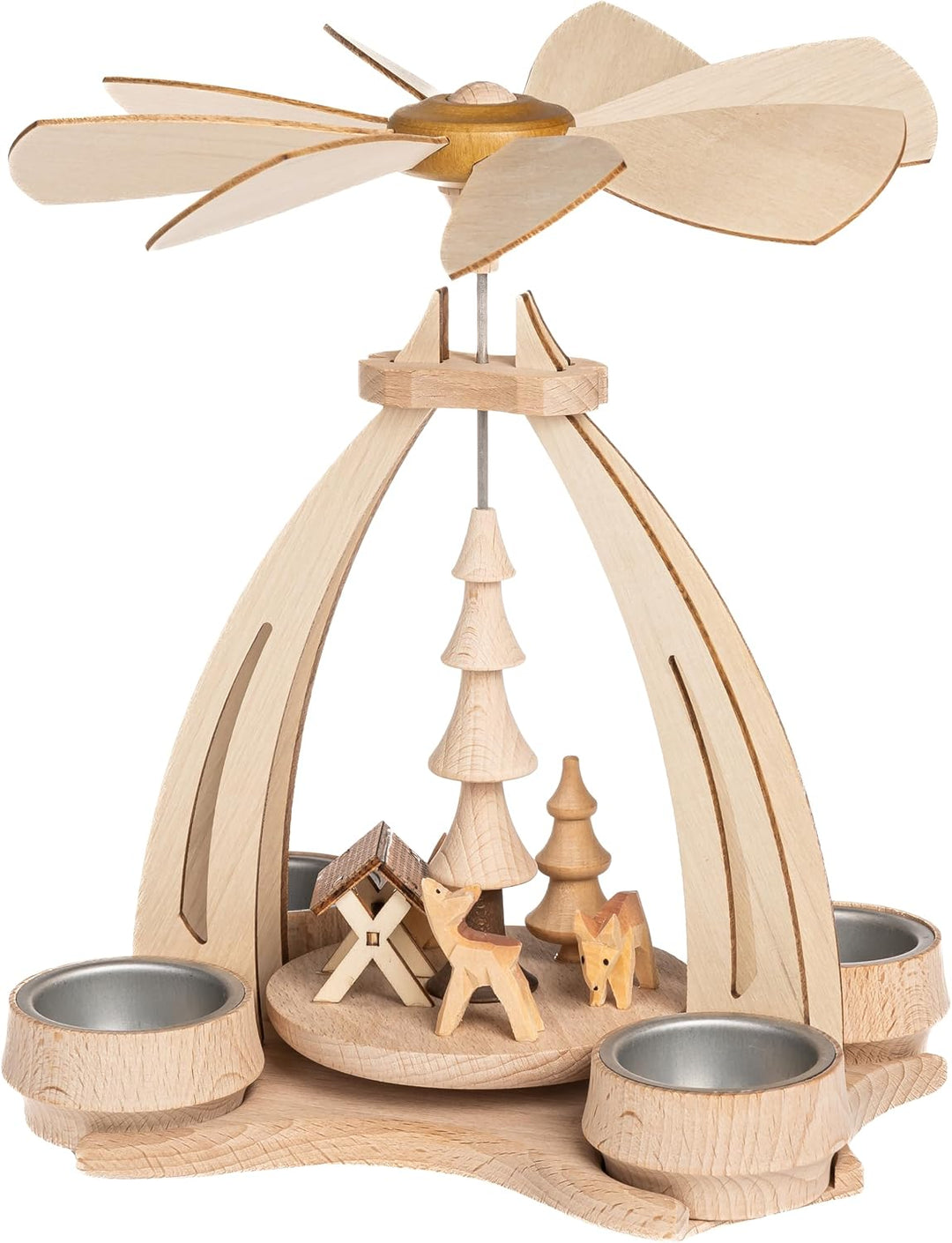 SIKORA Traditionelle Weihnachtspyramide aus Holz handgefertigte Teelicht Tischpyramide aus dem Erzge